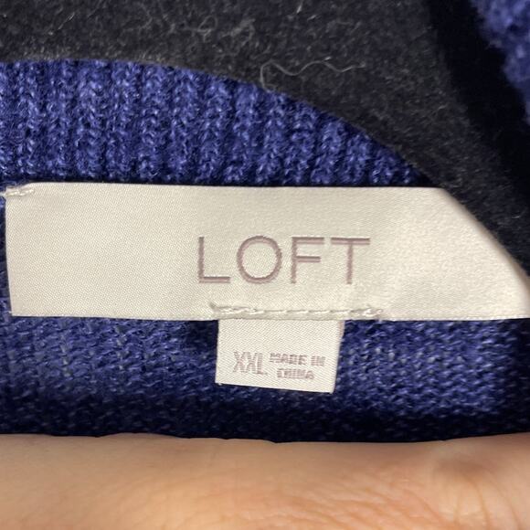 LOFT, Size XXL, Dark Blue Cardigan, Tie Waist, Dolman Sleeve, Open Knit, Bold - Picture 6 of 8